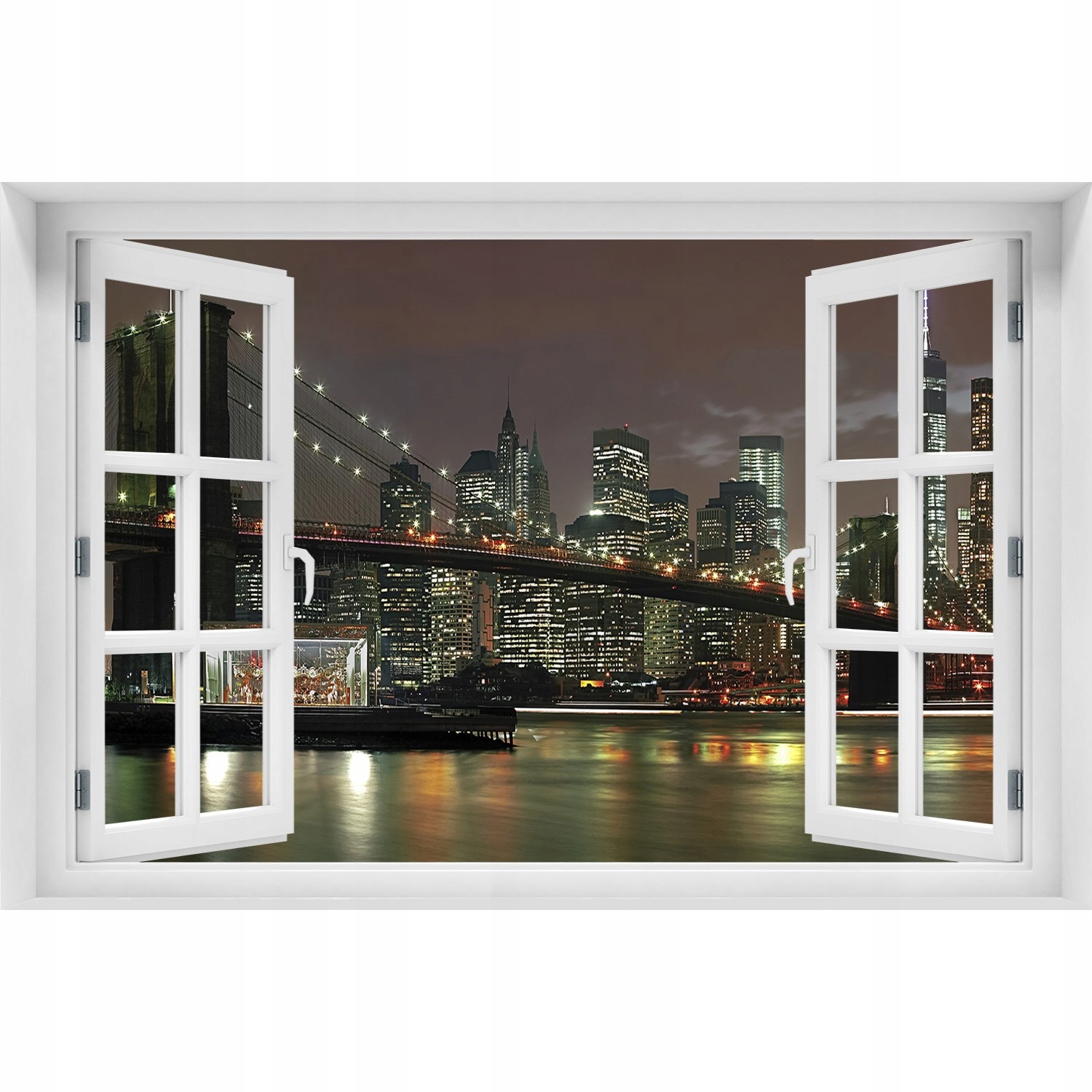 

Fotoobraz Naklejka ścienna 3D Okno Nowy Jork nocą