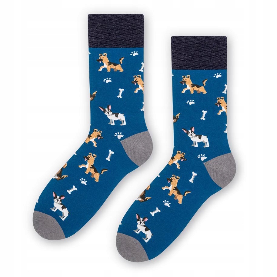 

Niebieskie skarpety męskie w psy, dogs SK254 43-46