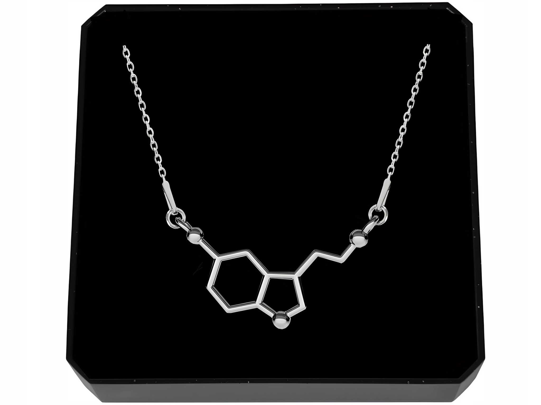 Naszyjnik Srebrny Serotonina Wzór Chemiczny Hormon Szczęścia Srebro 925