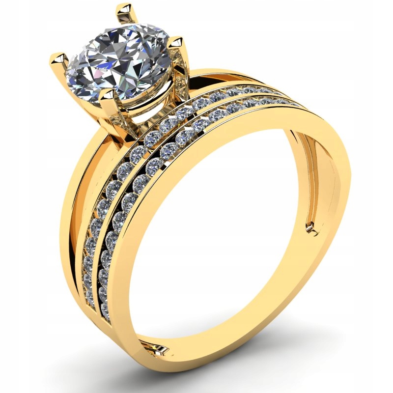 

Pierścionek Złoty Z Białym Topazem I Brylantami