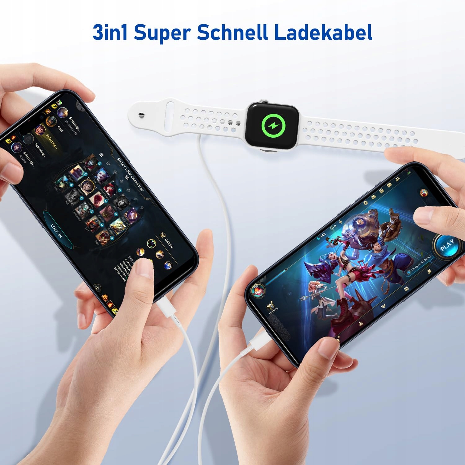 Jeenek: UNIVERSAL 3W1 Kabel Ładowarka Apple Watch iPhone USB C 2M — miniatura 7