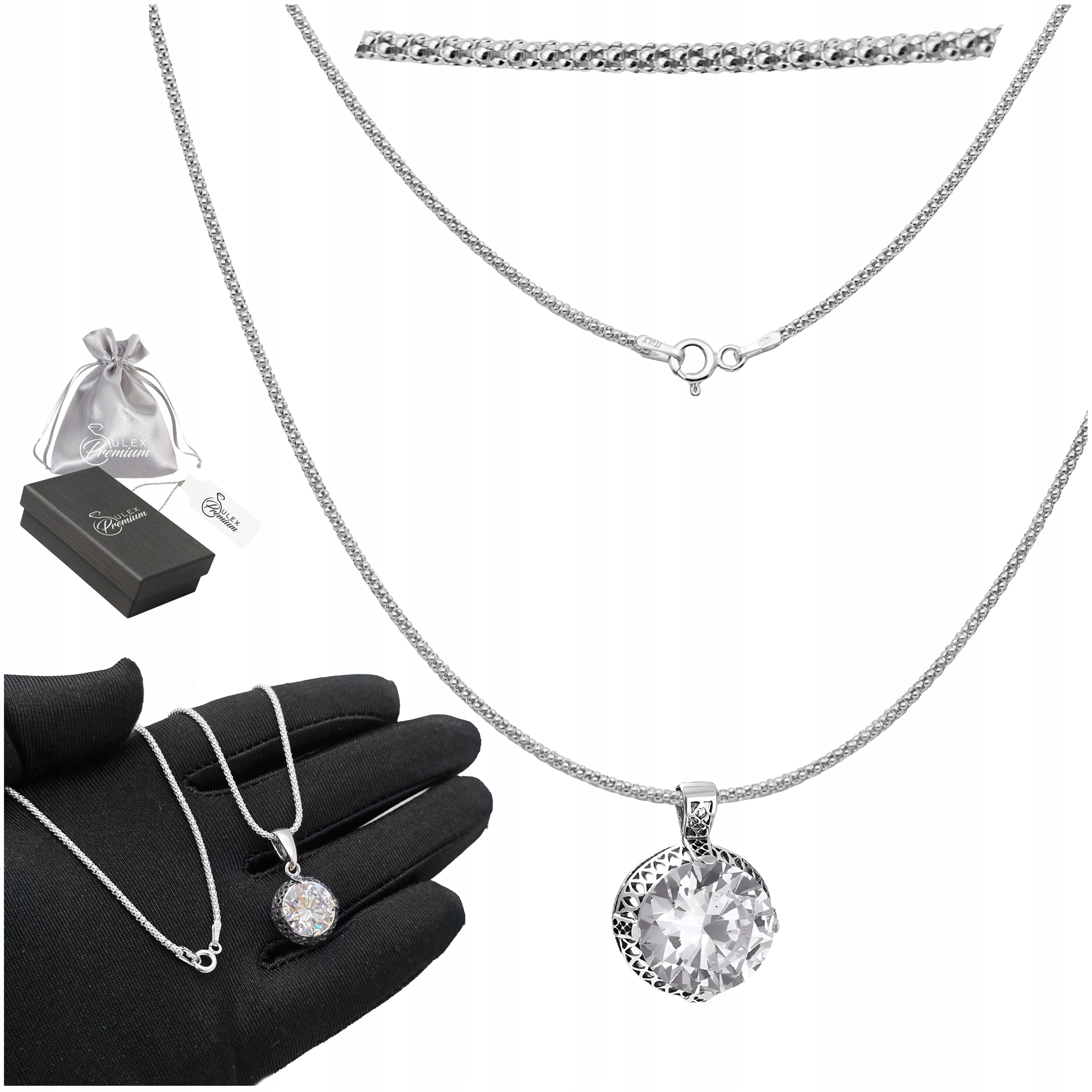 Stříbrný náhrdelník Zirkon Stříbro O Ryzosti 925 Splétaný Corean Popcorn 45 cm