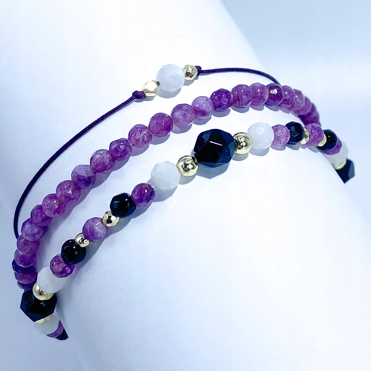 Sada náramků z přírodních kamenů – Achát levandulový