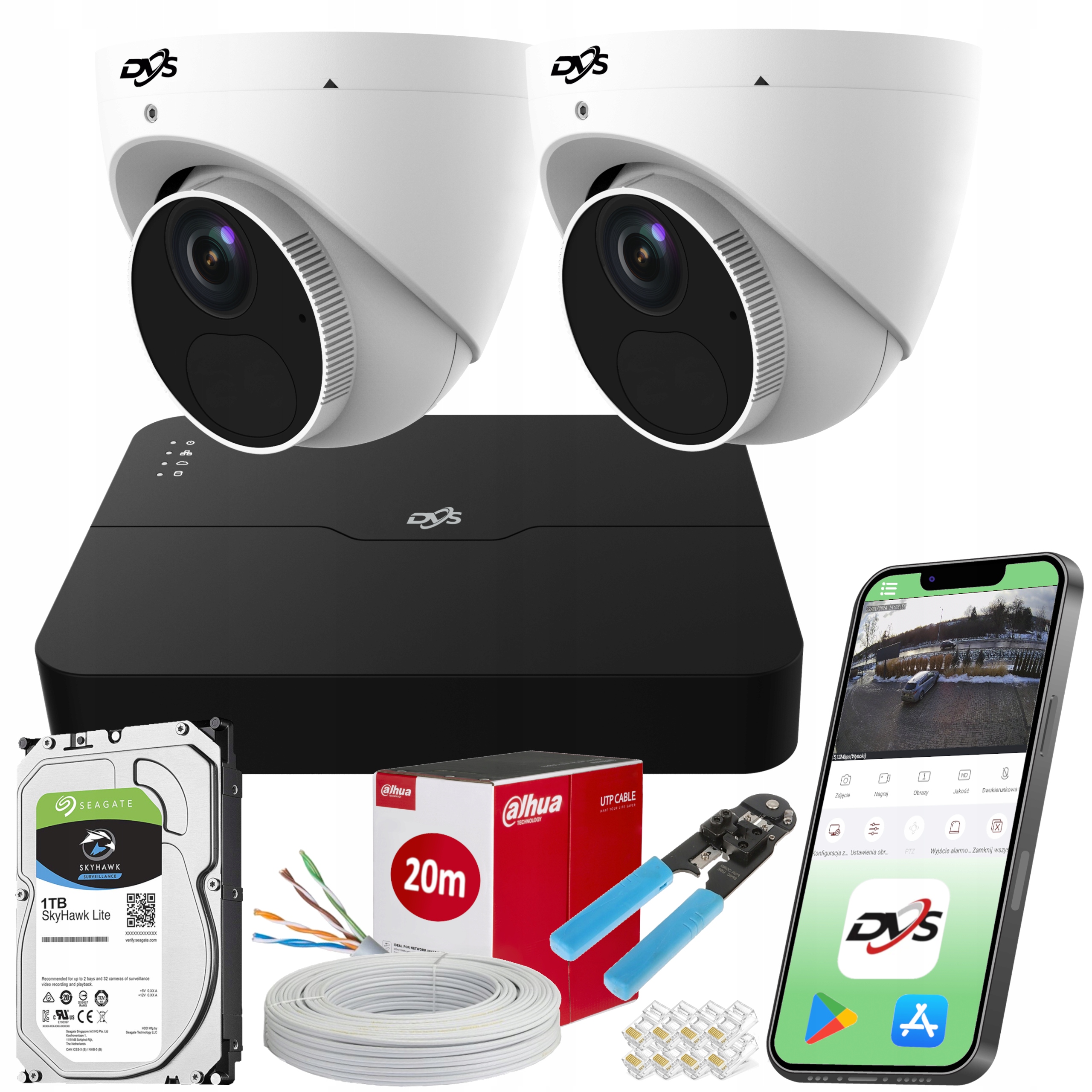 Vonkajšie Monitorovanie Cctv 2 Kupolové Ip Kamery 5MPX Poe Kovové P2P