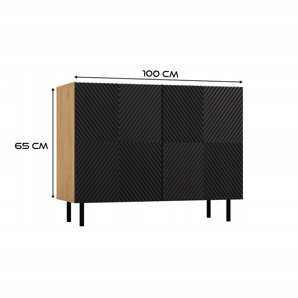 KOMODA 100 cm SZAFKA NOWOCZESNA POJEMNA PÓŁKI DRZWI LAMELE ARTISAN CZERŃ Kod producenta KOMODA 100 cm SZAFKA NOWOCZESNA POJEMNA