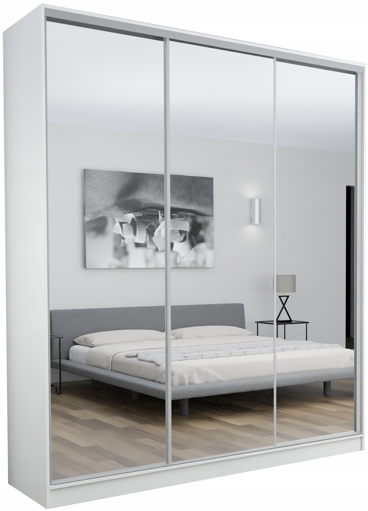 

Szafa 3D Flores 210x250 Biała Lustro Pełne Wysoka