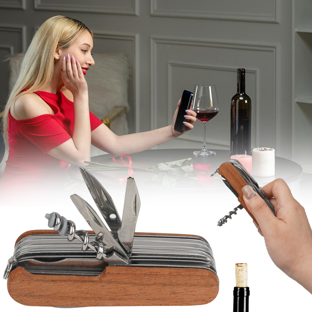 SCYZORYK NÓŻ WIELOFUNKCYJNY 17 W 1 OTWIERACZ DO BUTELEK SŁOJE DREWNA Marka inna marka