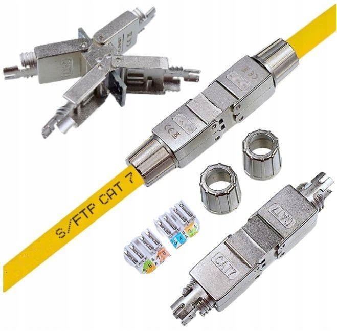 1 x Łącznik Modularny RJ45 kat. 6A kat.7 Beznarzędziowy Ekranowany Beczka
