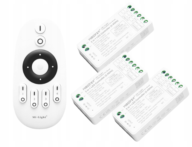 Led ovládání zónová páska bílá Mono a Cct MiBoxer 3 ovladače dálkový ovladač