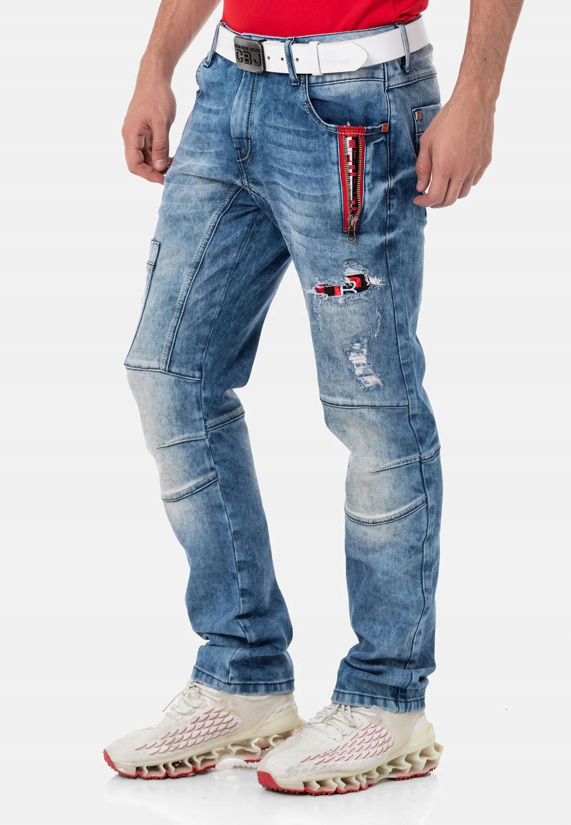 Pánské Kalhoty Cipo Baxx Džíny Oděrky Díry Zúžené Zipy: 30/32