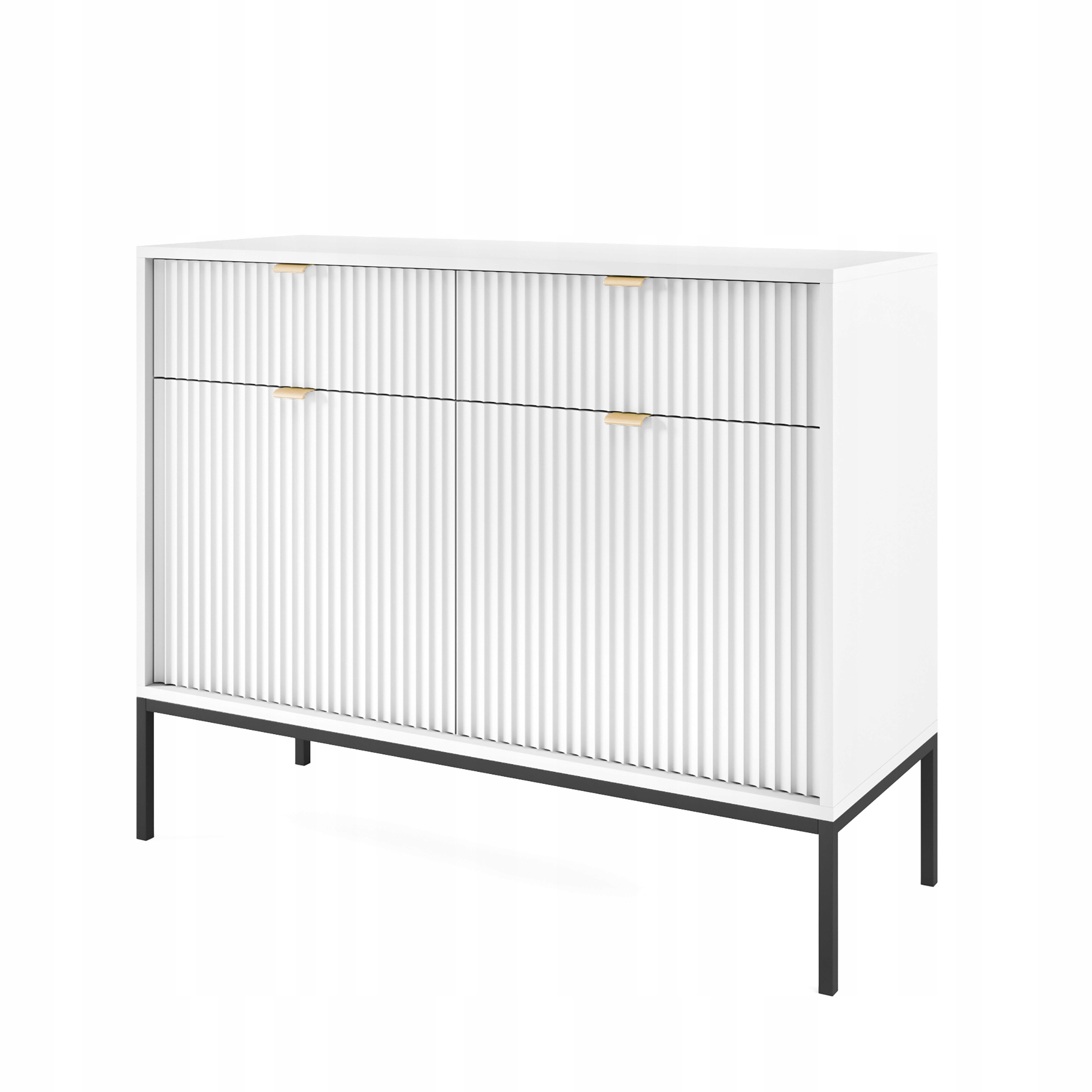 Komoda Stellare 104 cm do obývacího pokoje Ložnice 2 zásuvky 2 Dvířka Bílá