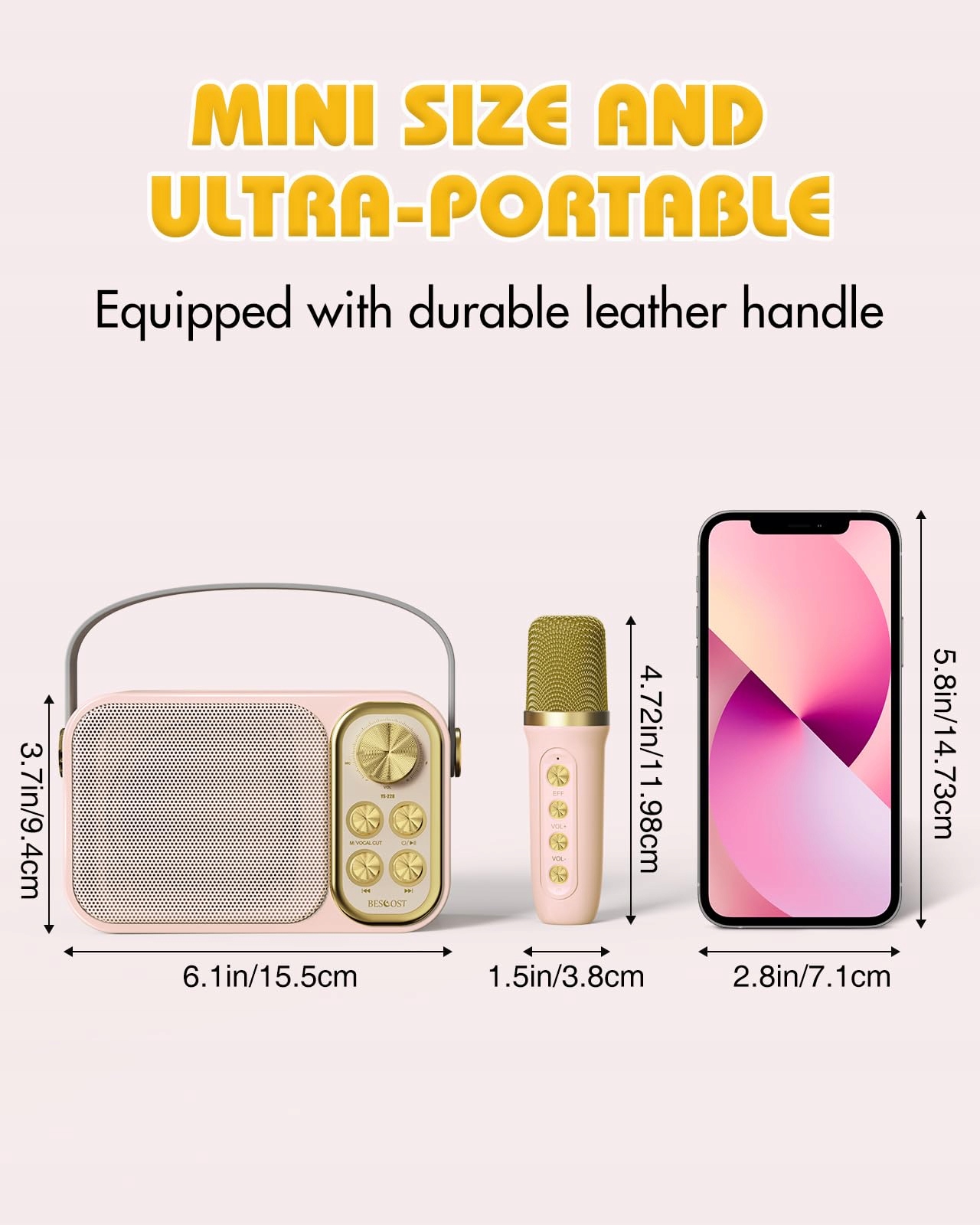 BESCOST Karaoke Zestaw Bluetooth Dla Dzieci i Dorosłych z 2 Mikrofonami — miniatura 2