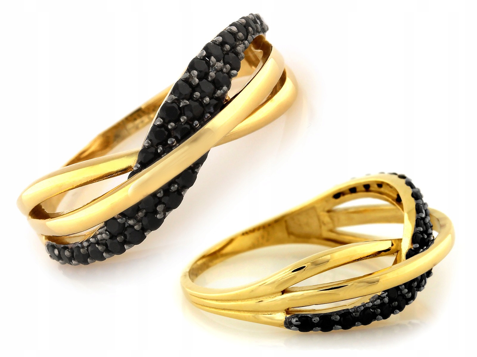 Prstýnek Zlatý 585 Propletený 3.12g s Černým zdobením Pave r19