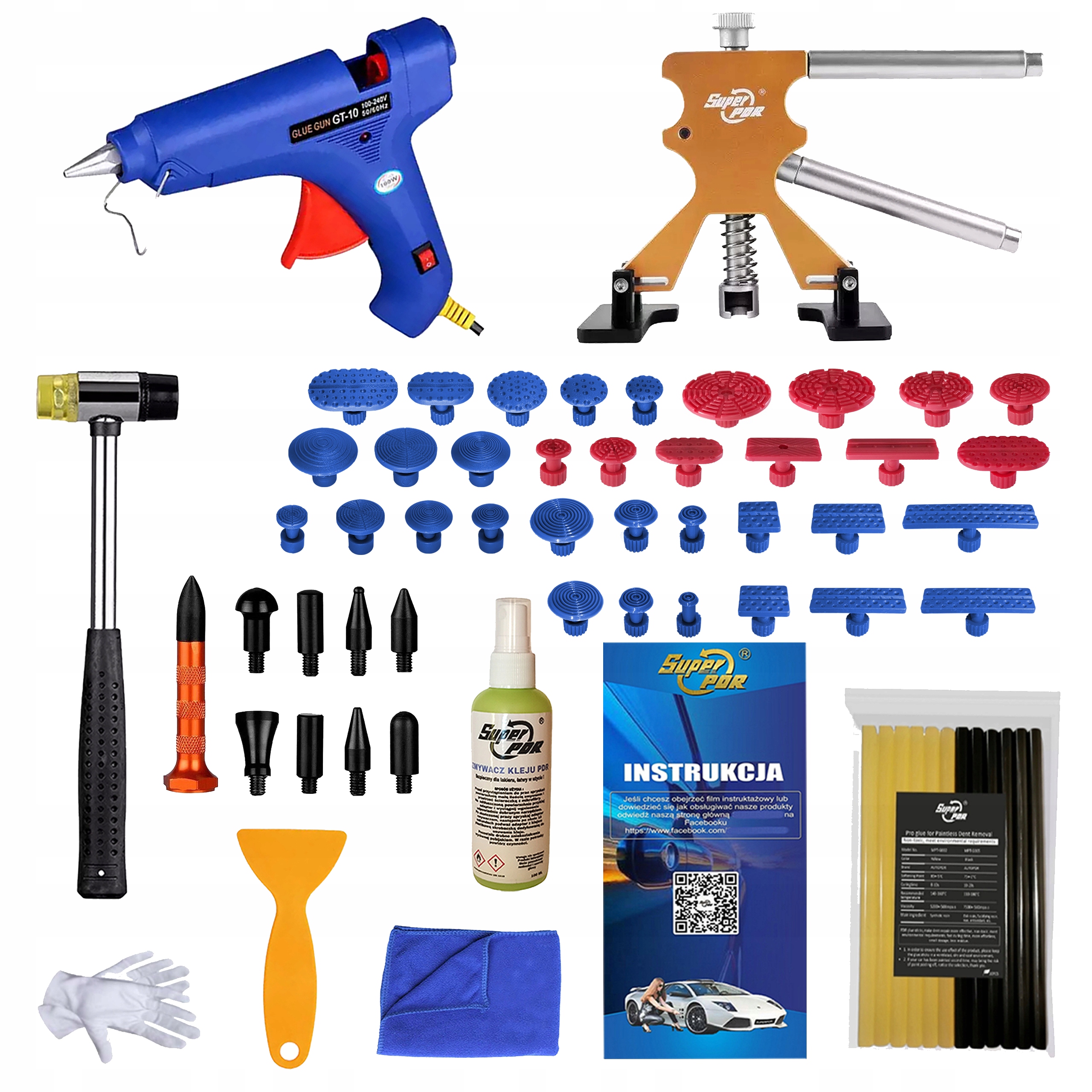 Sada nástrojů pro odstraňování promáčklin po gradobici, oprava sama