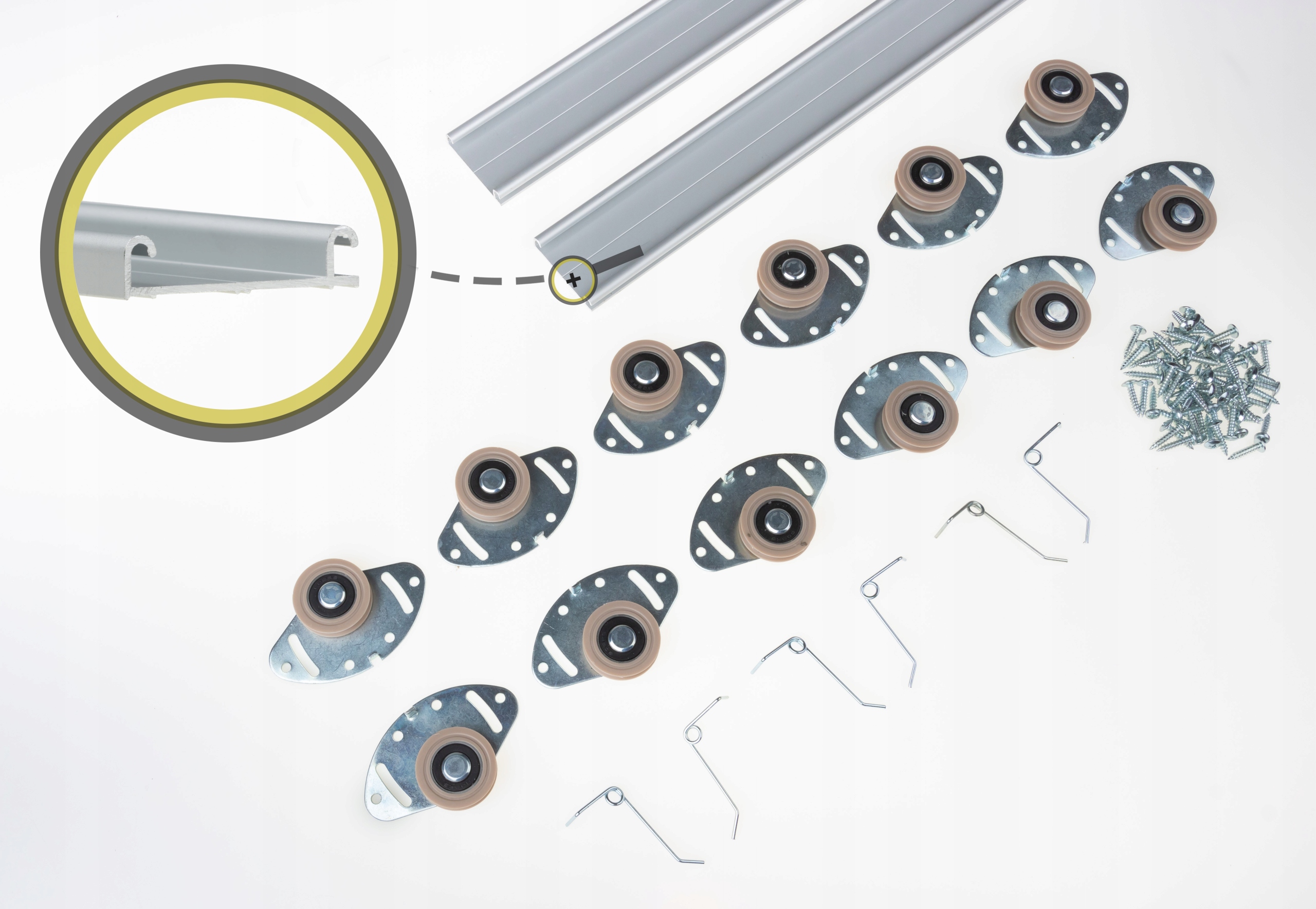 

zestaw kółek i prowadnic szaf przesuwnych 300cm 3D