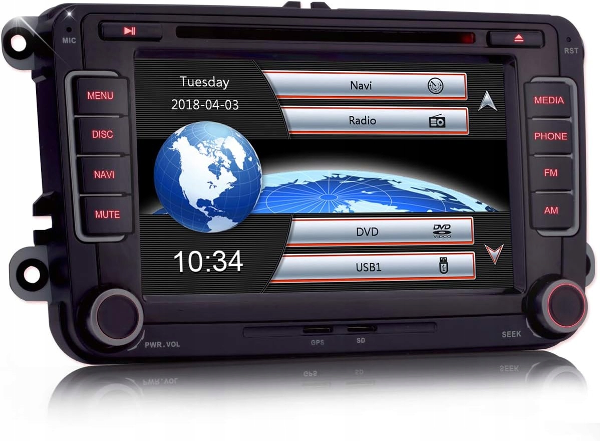 Autorádio 2DIN 7" Gps Bluetooth Volkswagen Vw Škoda Seat Canbus