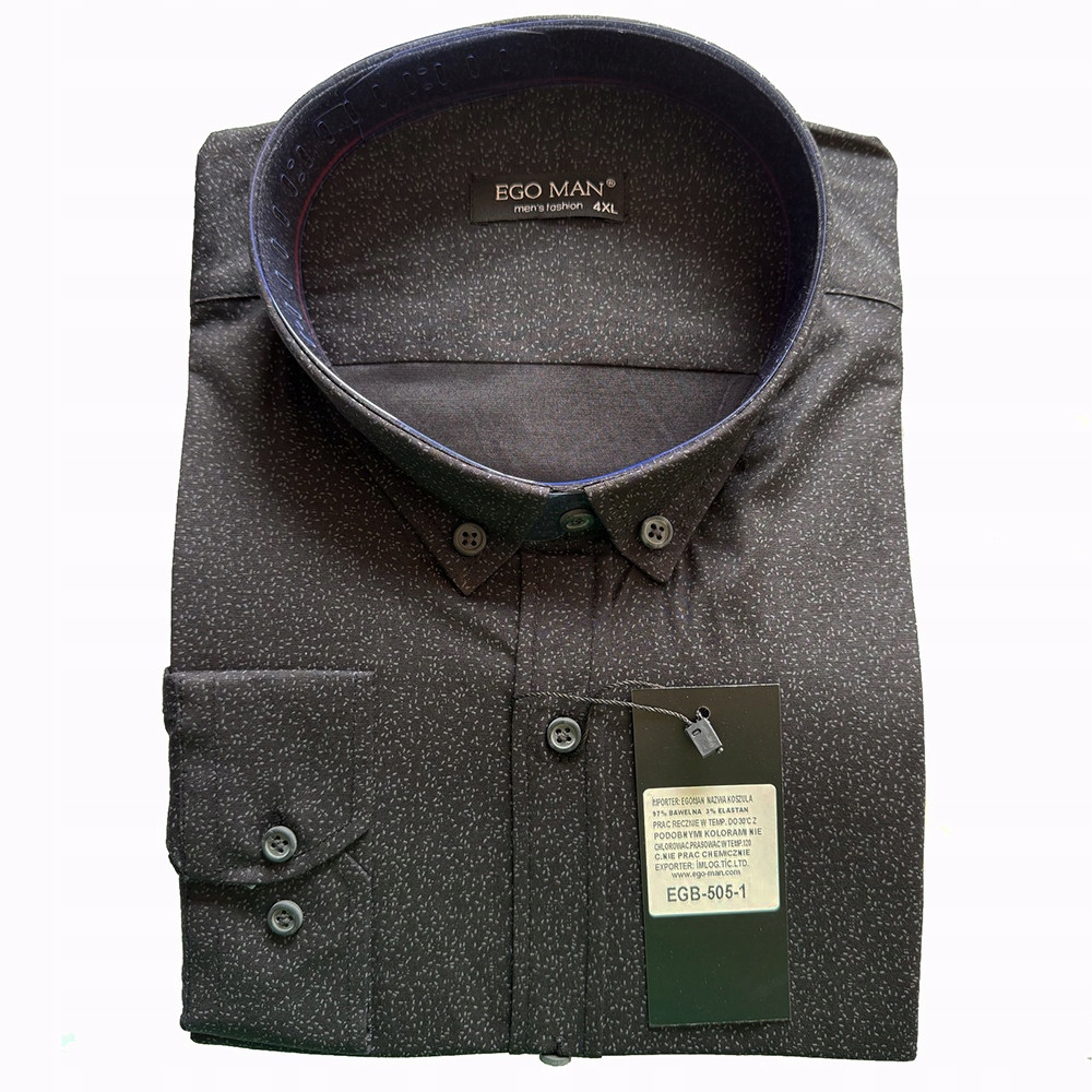 Ego Man košile pánská EGB-505-1 nadměrná velikost 3XL černá
