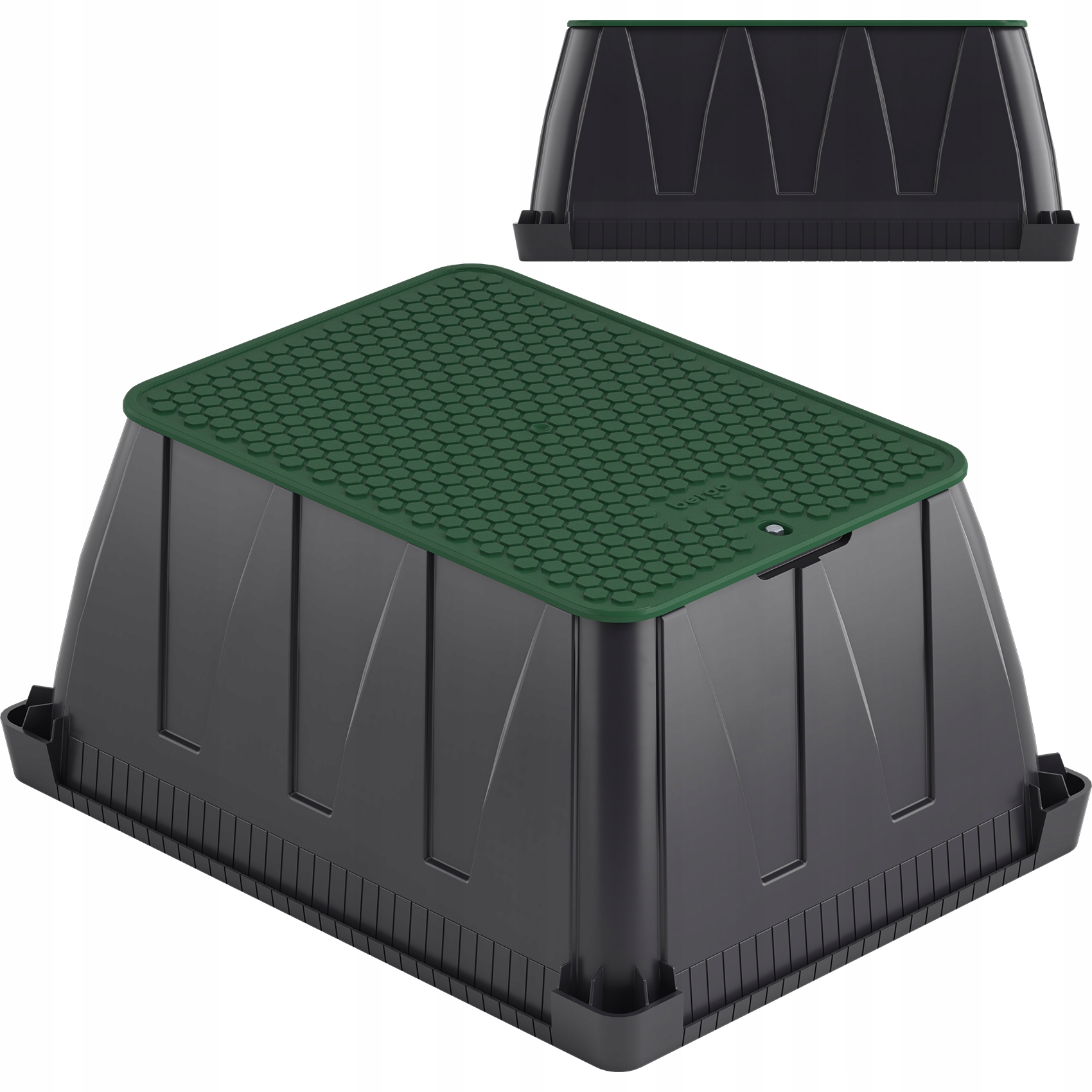 Solidna Skrzynka Studzienka Zaworowa Jumbo Duża Prostokątna Zielona Pokrywa