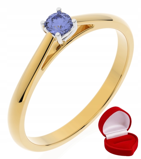 Zlatý Prstýnek 585 14k Tanzanit 0,09 ct Krabička R14