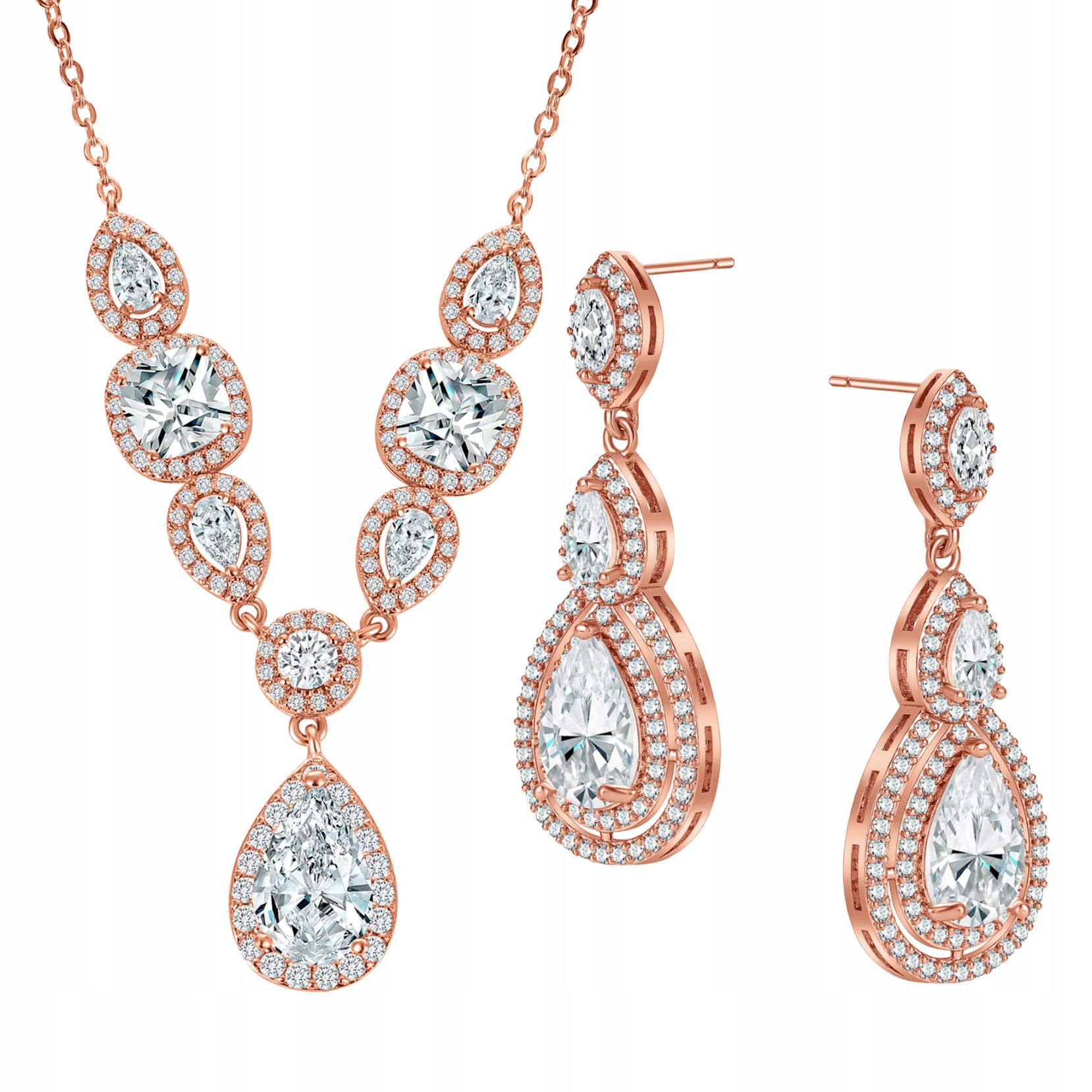 Sada šperků, svatební šperky, růžové zlato, rose gold s zirkonem Lola