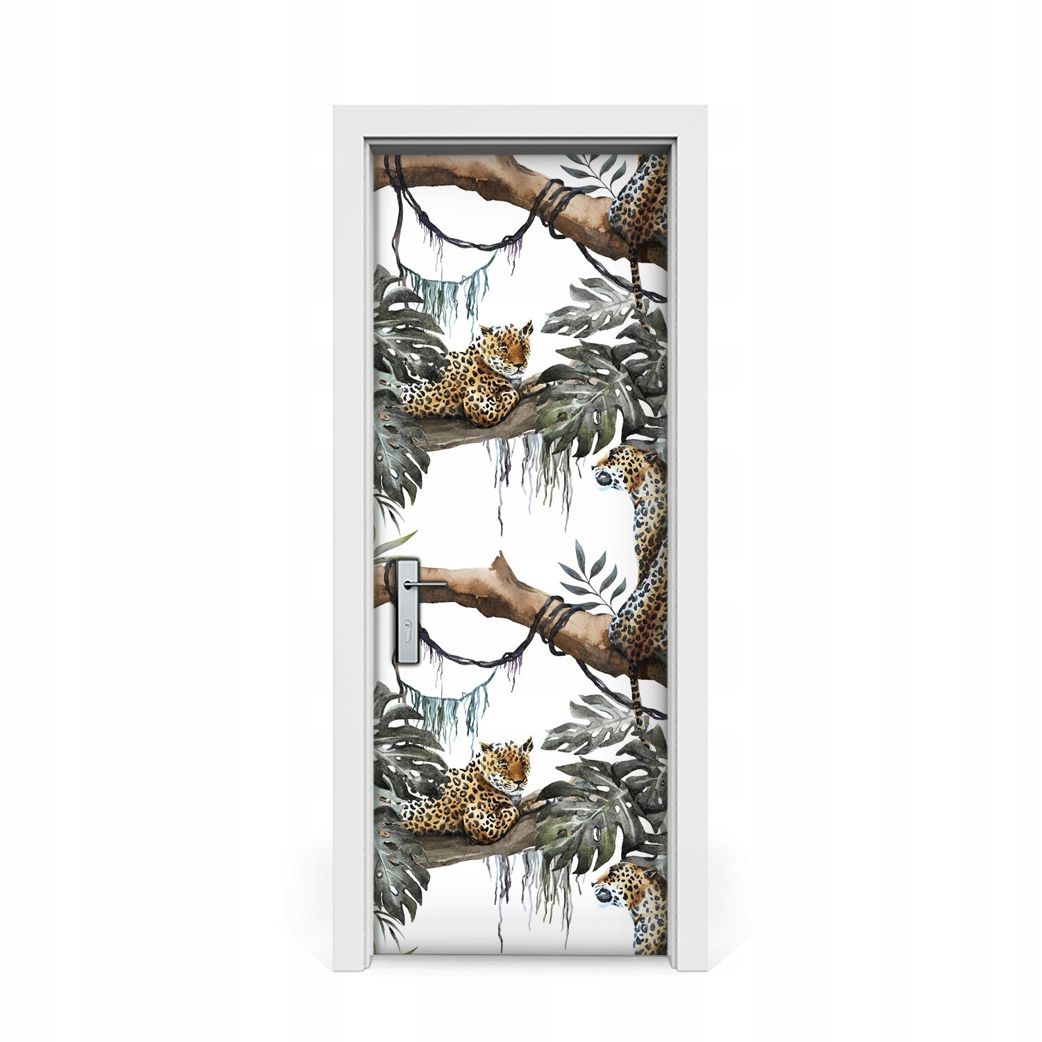 

Naklejka na drzwi Lamparty na gałęzi 75x205