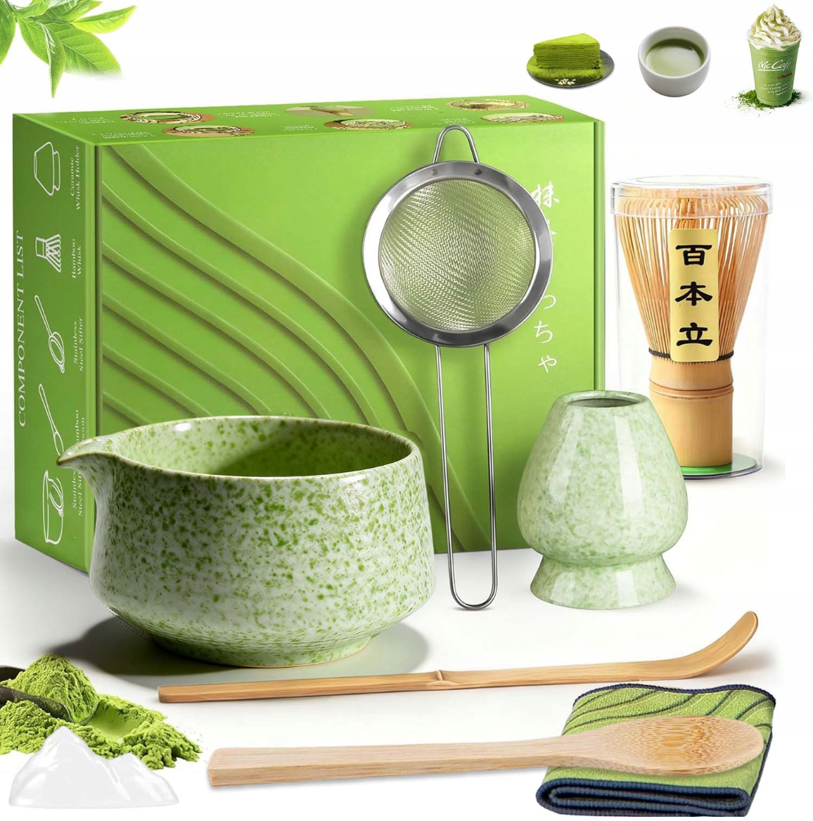 Sada na výrobu Matchy, japonský Čaj Matcha 8v1 zelený keramický