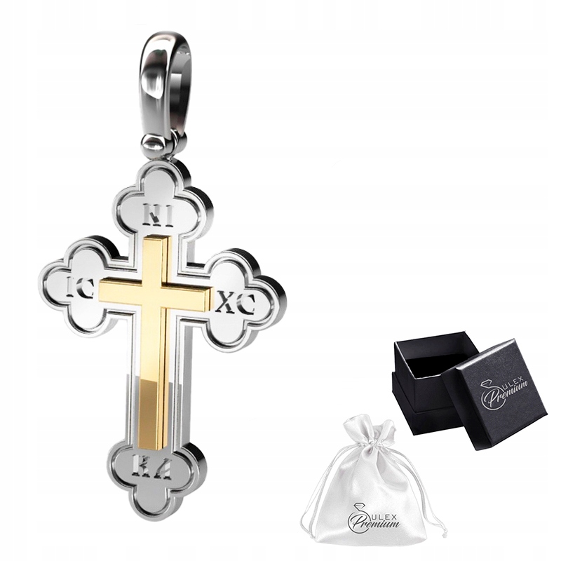 Stříbrný pozlacený křížek ryzost 925 Rhodiovaný kříž a pozlacené stříbro ryzosti
