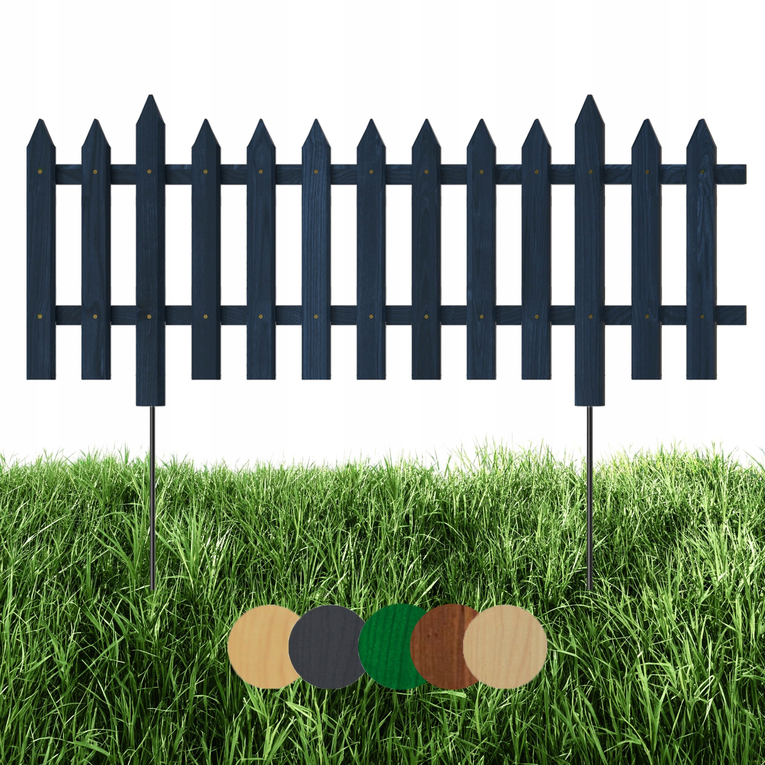 Zahradní plot dřevěný, záhonový, palisáda 100 x 40 cm Antracit