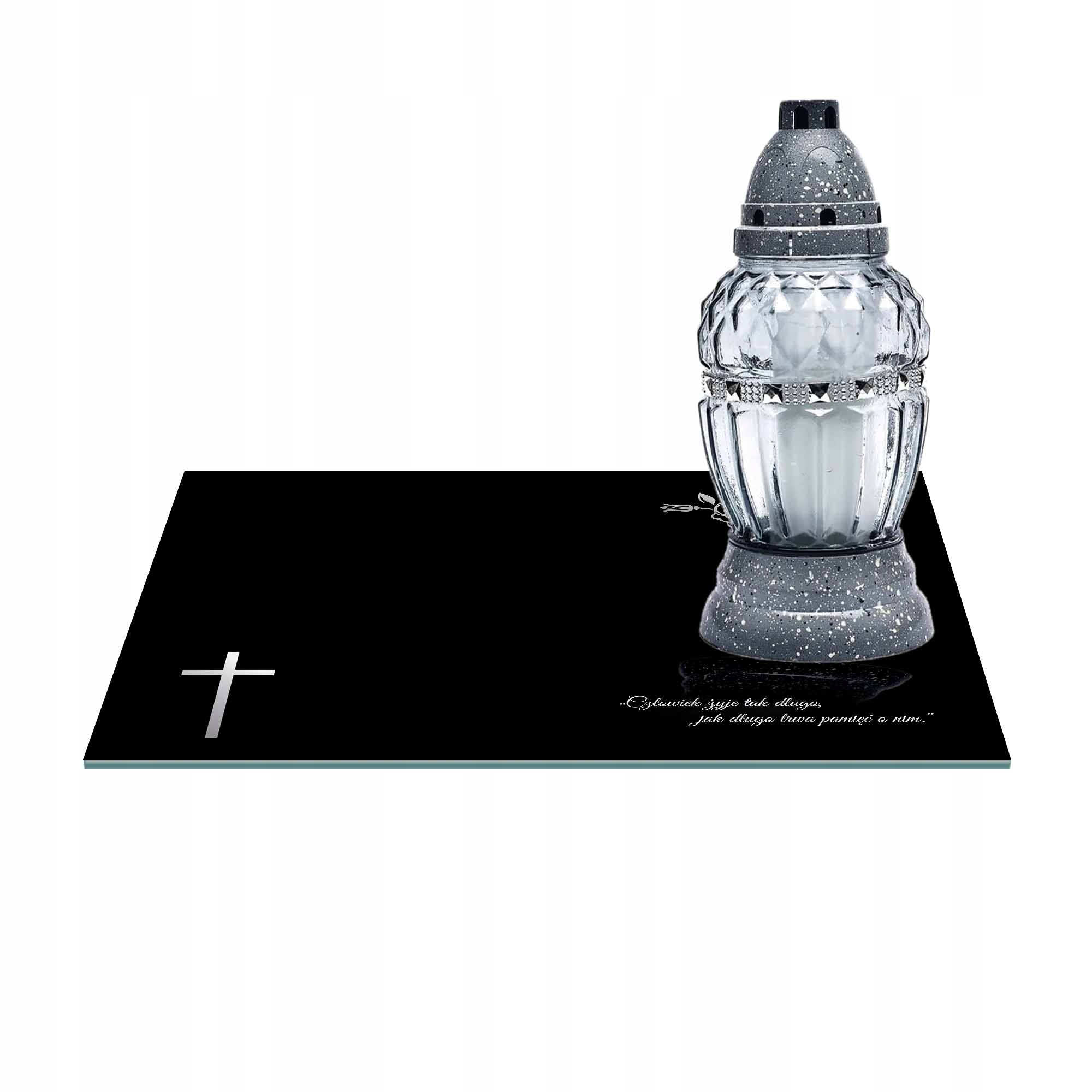 SZKLANA PODSTAWKA POD ZNICZE 30x20cm 511a + napis