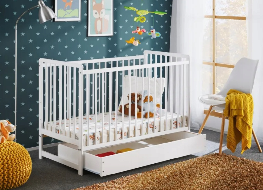 Łóżeczko dziecięce białe COPI II materac, pojemnik Marka inna