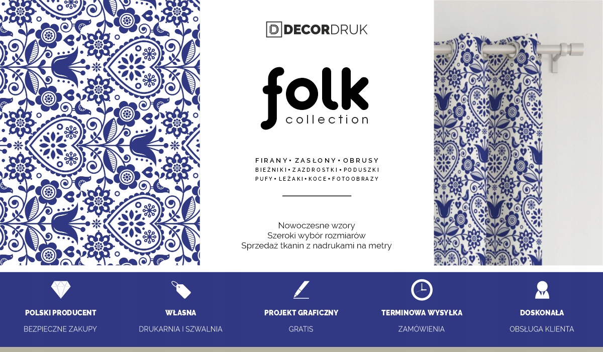 Poszewka FOLK wzór L05 | wzór z kurami i sercami Marka inna