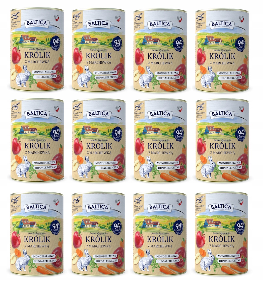 Levně Baltica vlhké krmivo monoproteinové Králík s mrkví 94% masa 12 x 400 g