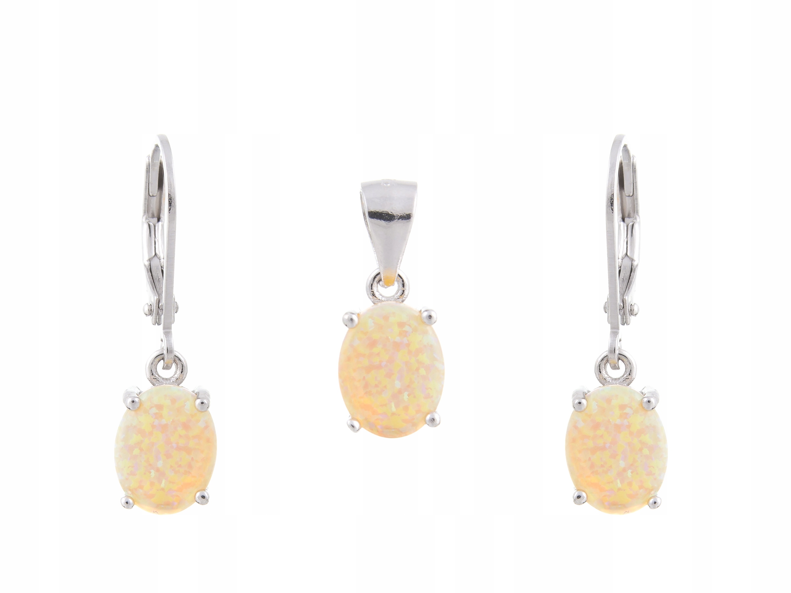 Stříbrný Komplet Rhodiovaný S Kol+vis S Opálem