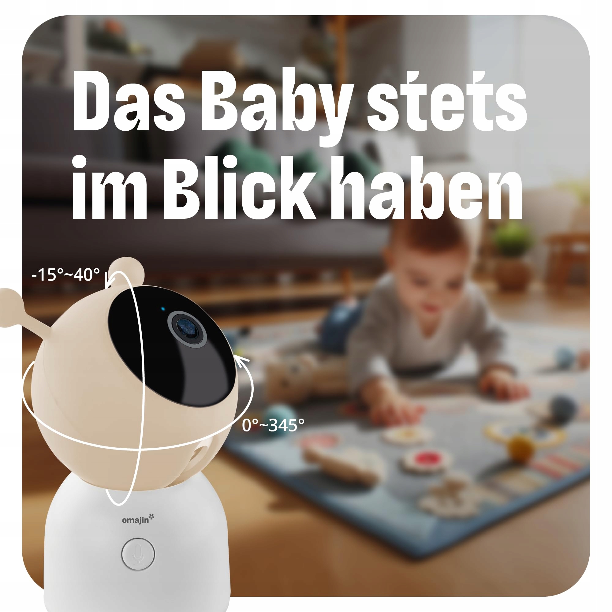 OMAJIN Smarta Kamera Babyfon 2K HD Nocne Widzenie Czujnik Temperatury — miniatura 4