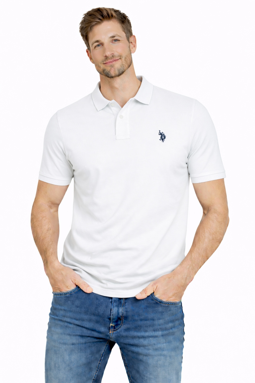 U.s. Polo Assn. Tričko Pánské Polo MUP3312-P90 bílé bavlněné logo