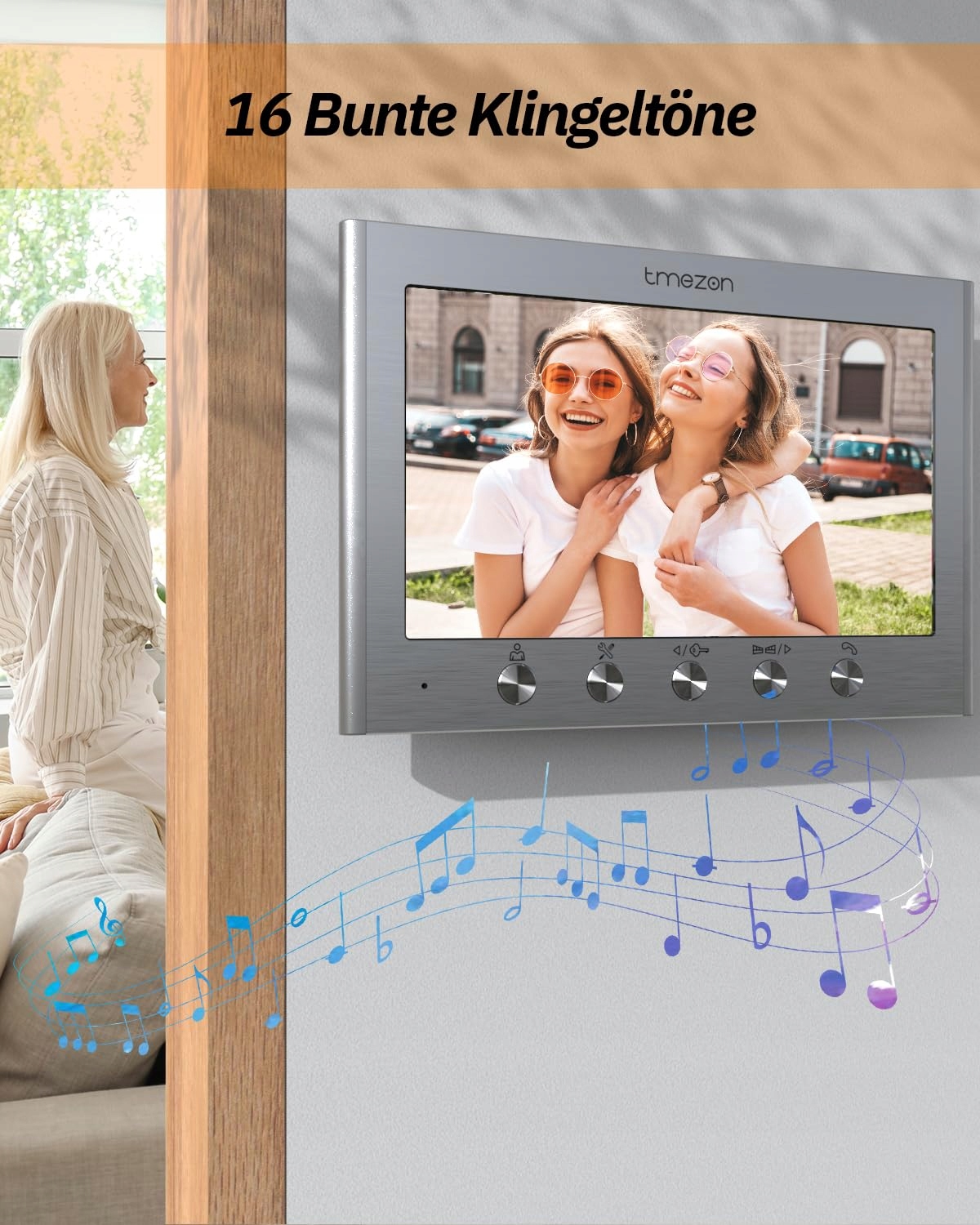 TMEZON Wideodomofon 4-Rodziny 7-Calowy Monitor Kamera HD 2-Drożny Audio — miniatura 6