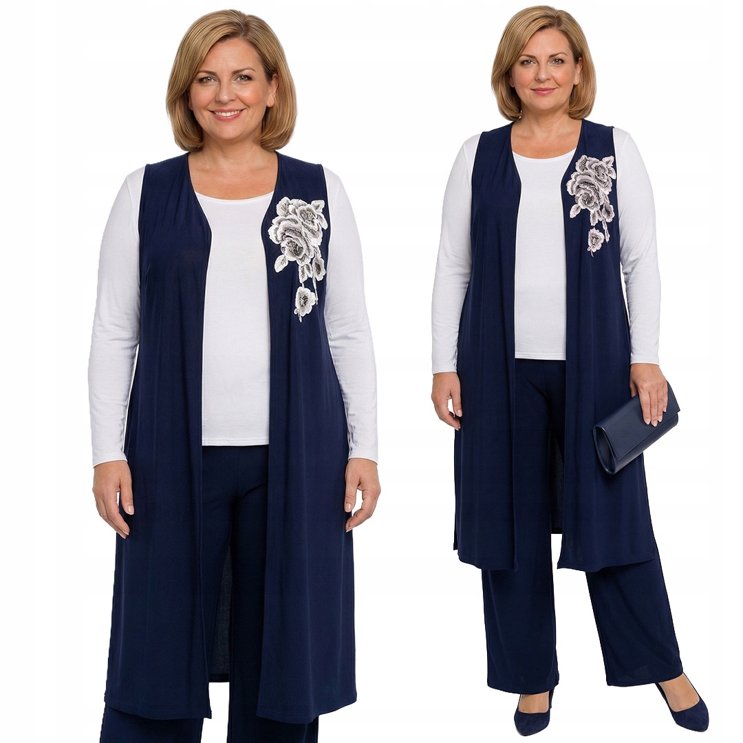 Tmavě modrý komplet se zlatou růží plus size velikost 62