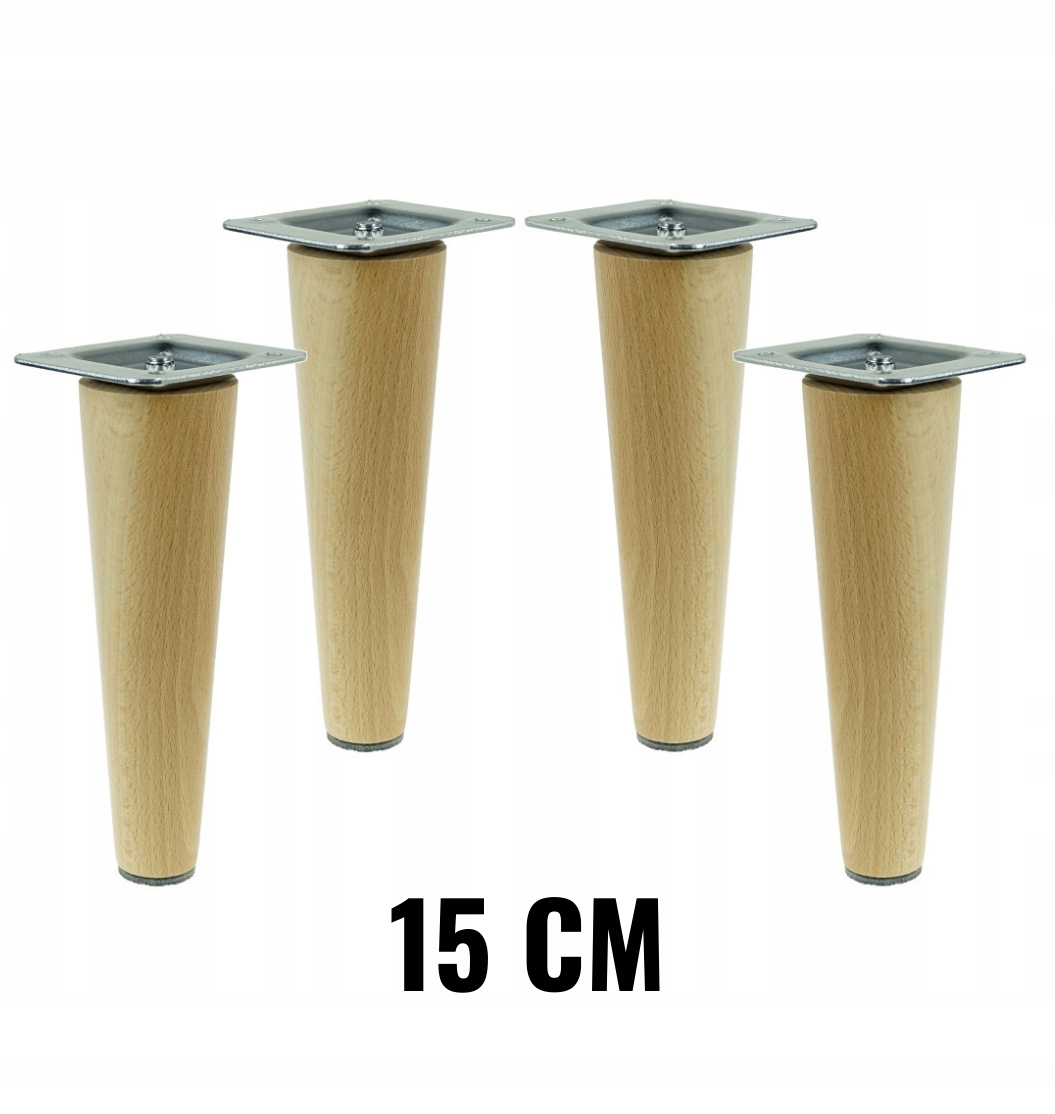 

Nogi nóżki drewniane 15 cm buk lakier zestaw mebli