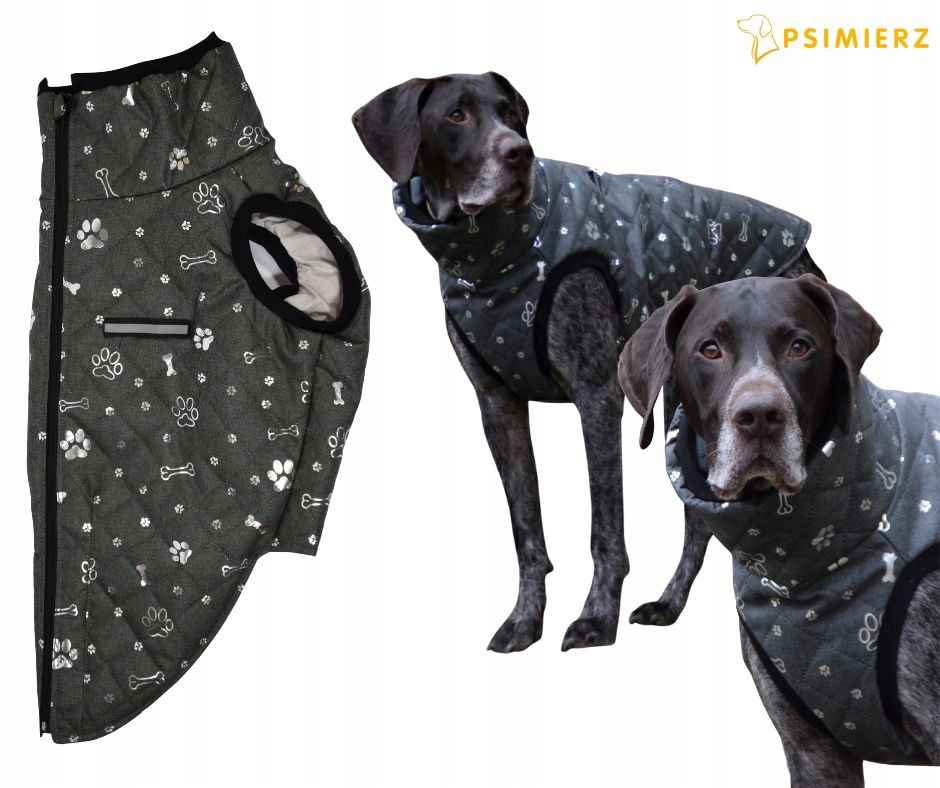 Levně Oblečení pro středního psa M, šedá stříbrná bunda pro dalmatina, pudla