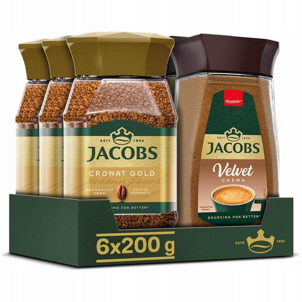 Kawa rozpuszczalna Jacobs Velvet 3x 200g Cronat Gold 3x 200g
