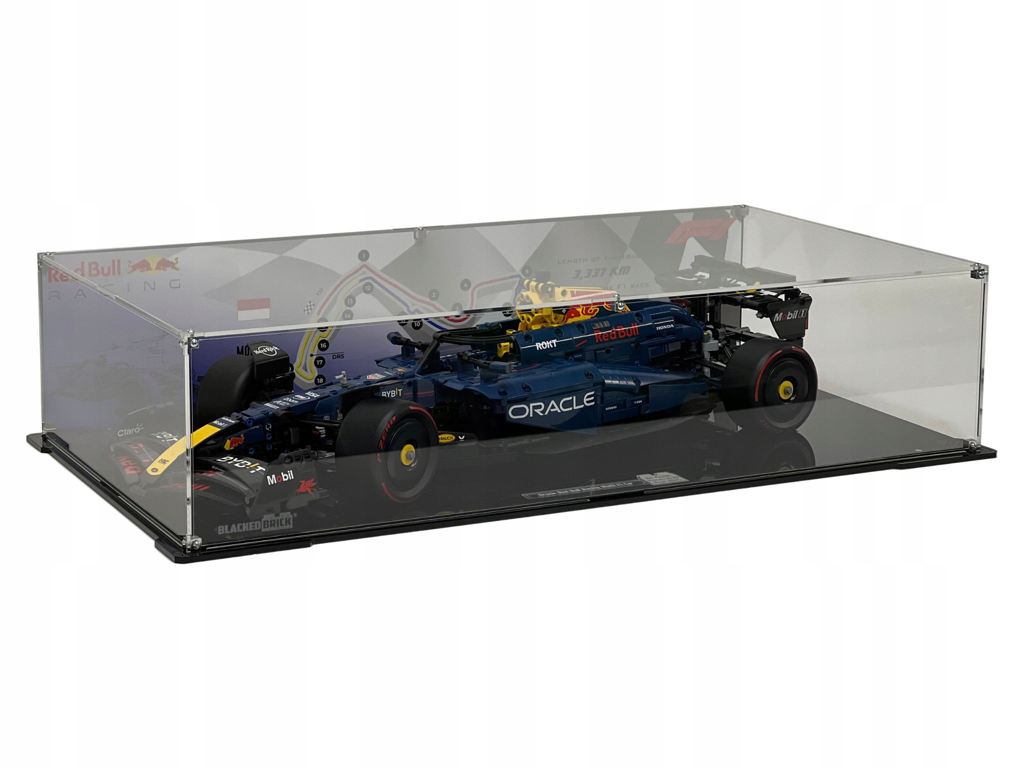 Vitrína s pozadím Blacked Brick pre Lego 42206 Technic Bolid F1 Oracle Red Bull