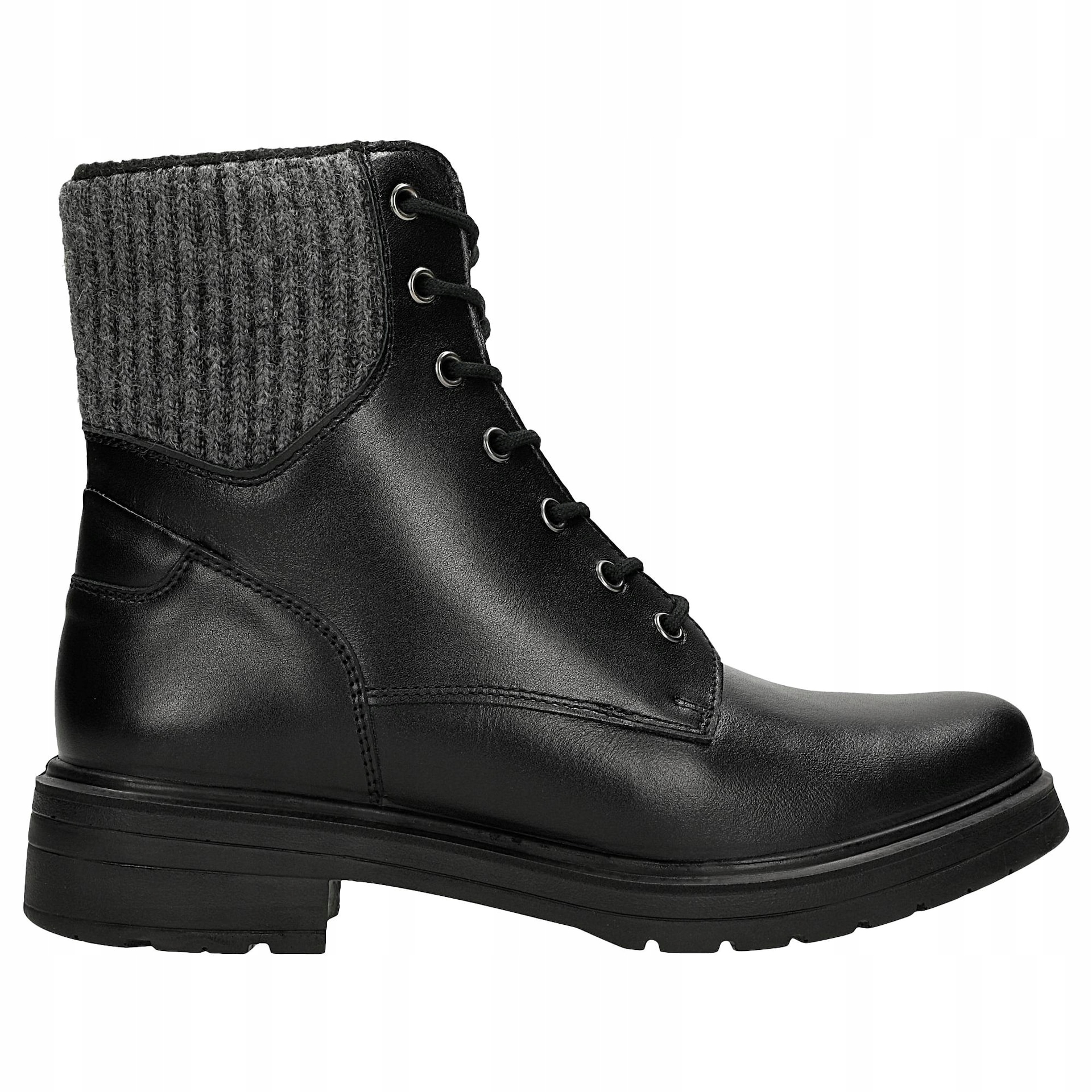 Černé dámské kožené workery s šedou ponožkou vel. 38