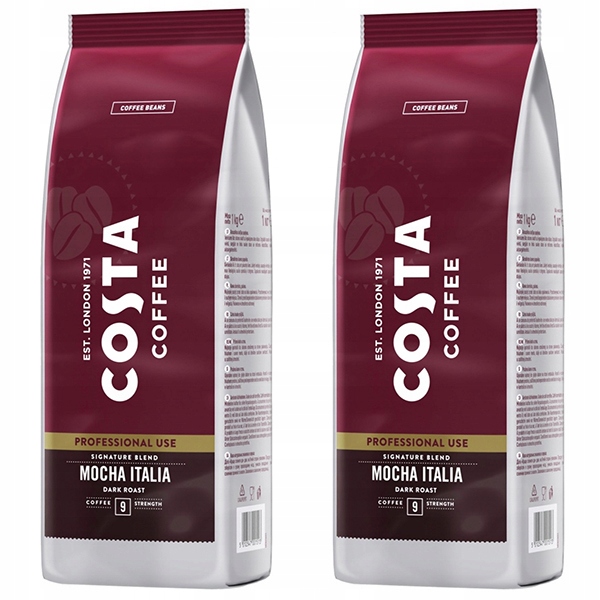 2 Kawy Ziarniste Costa Signature Mocha Italia 9 1KG Arabica Robusta 2KG