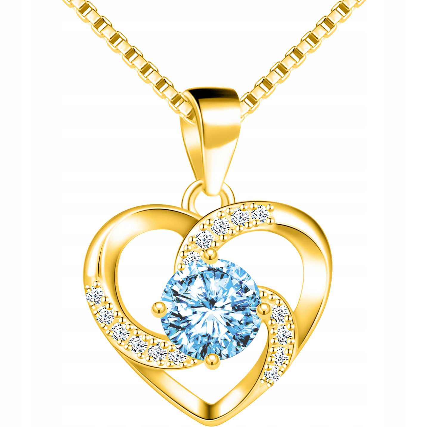 Srebrny naszyjnik łańcuszek damski serce srebro pozłacane 925