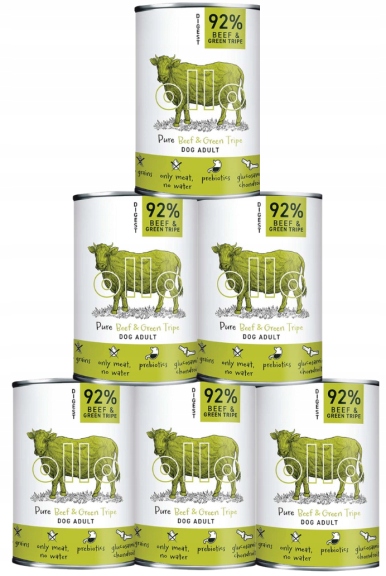 Levně Ollo Pure hovězí maso a zelené bachorové krmivo Vlhké krmivo pro psy 6x400 g