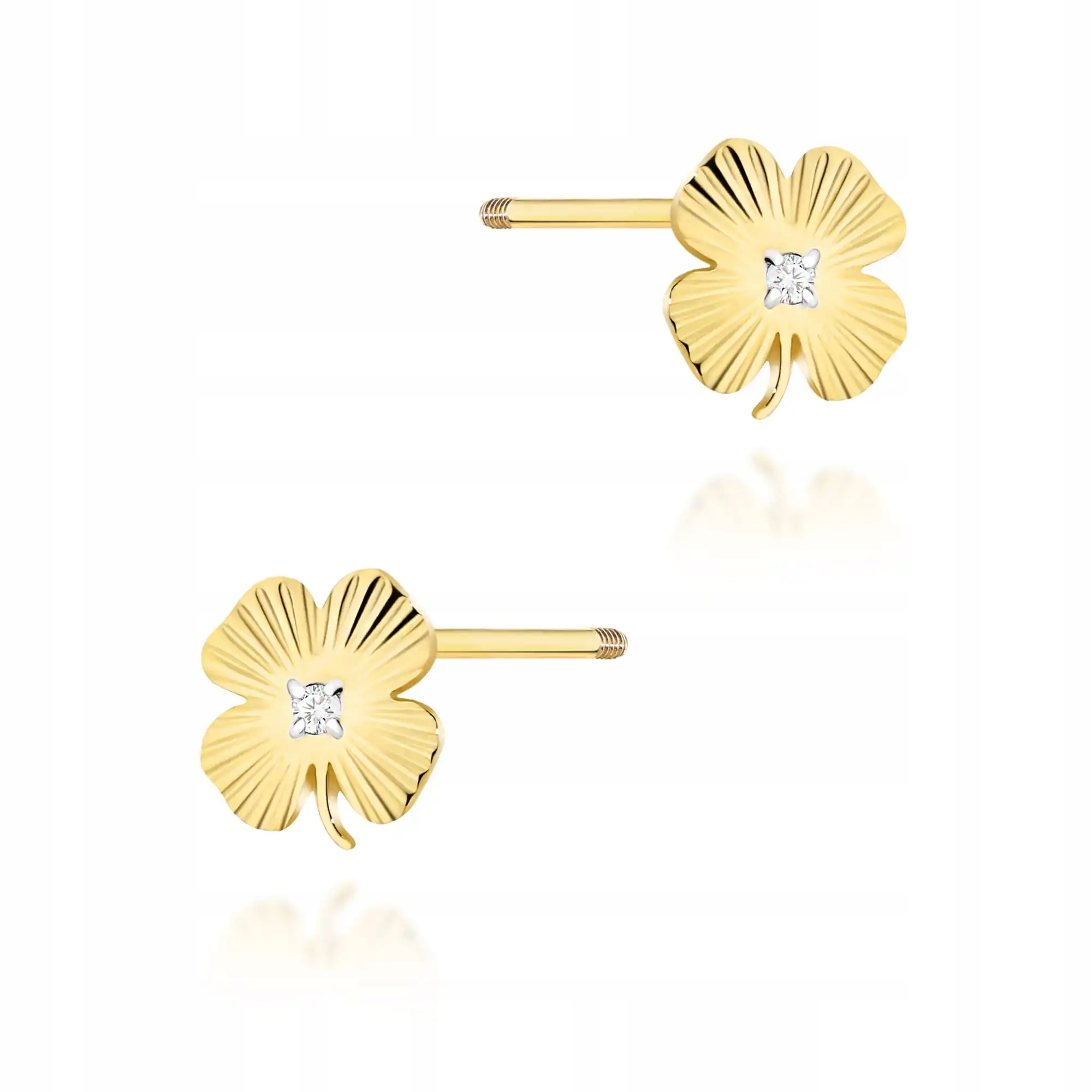 Dámské náušnice zlaté 585 diamant na tyči, elegantní, značkové, pro maminku