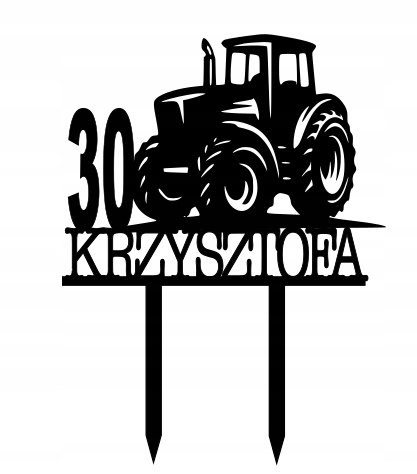 

Topper na tort Urodziny Traktor Rolnik Czarny