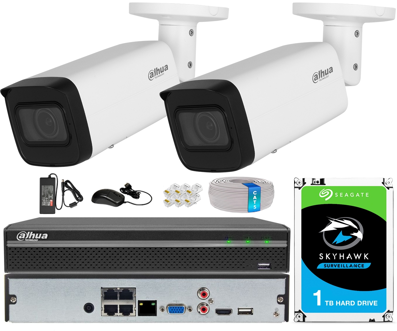 Monitorovací sada Dahua 2 kamery 4MPX Motozoom x5 Ir 60 m 1TB rekordér