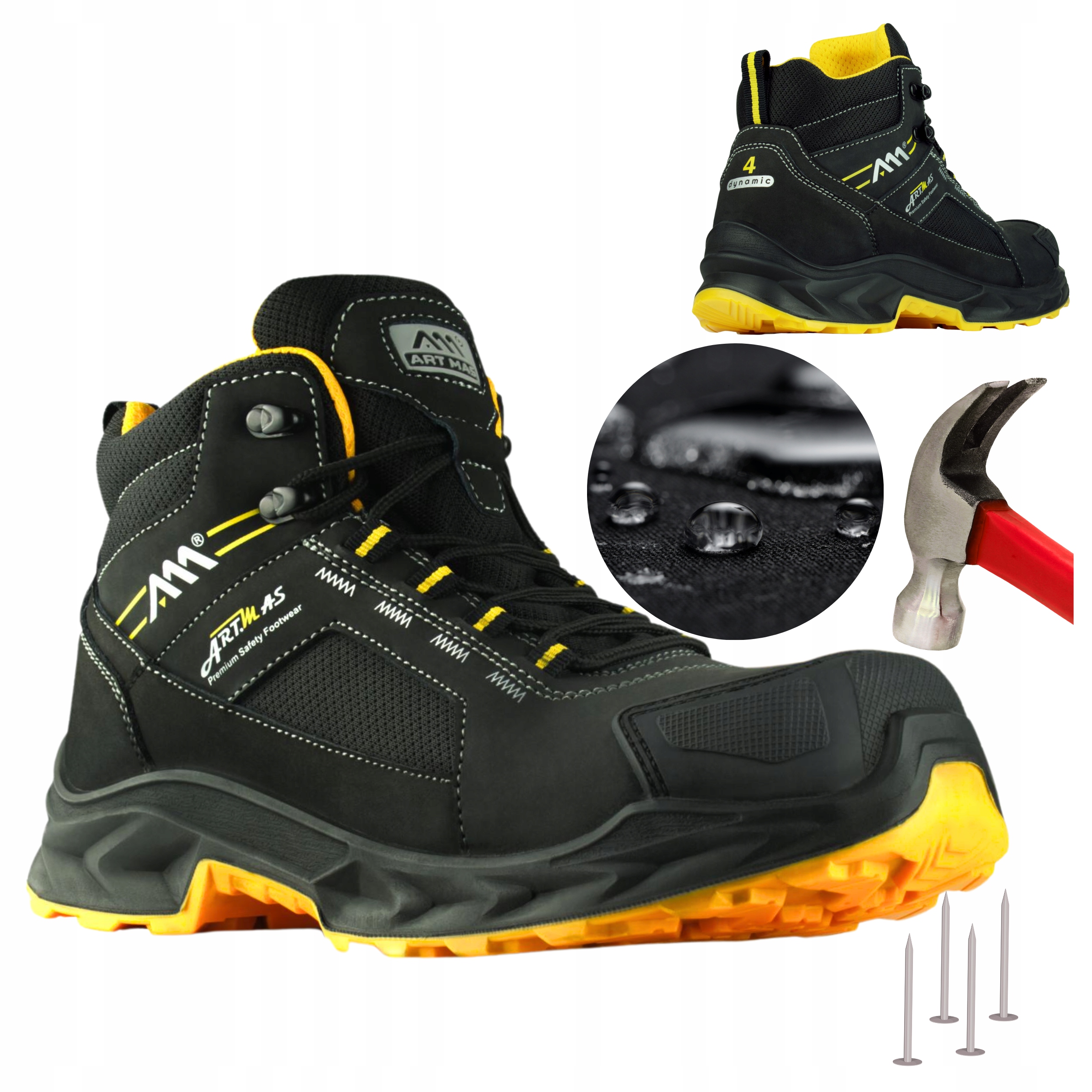 Pracovní obuv S3 kožená voděodolná s špičkou Bozp Metal Free Membrána 44