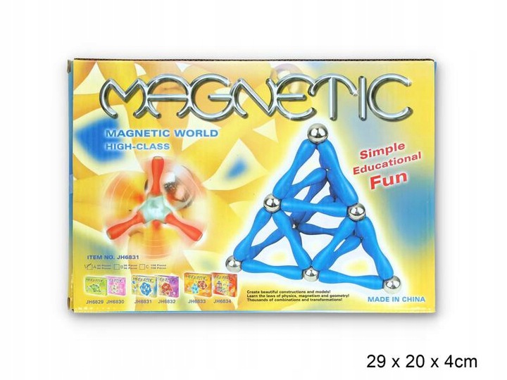 

Klocki magnetyczne 84el konstrukcyjne duże pudełko